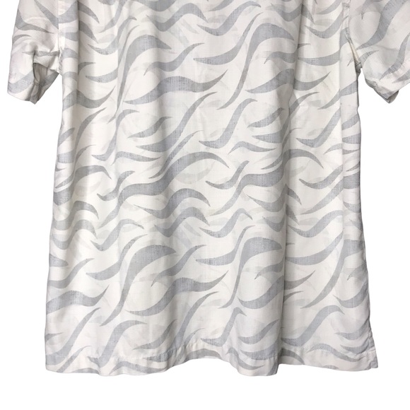 Tommy Bahama Camp Shirt Silk Blend Short Sleeve Wavy Pattern Cream Grey Men’s XL - Picture 11 of 13